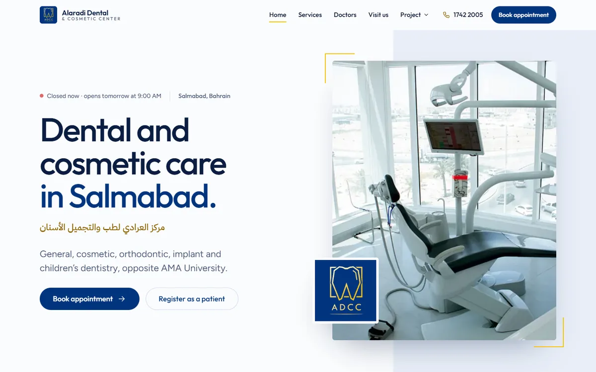 Home page on desktop